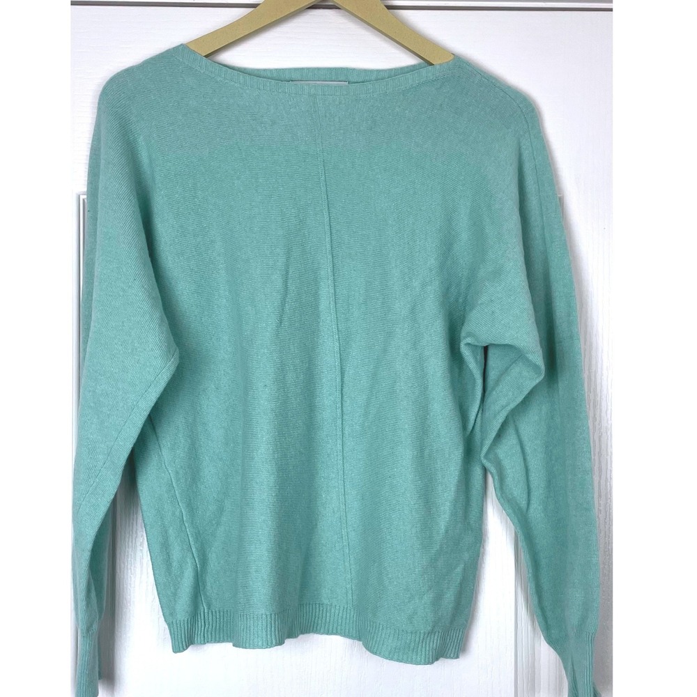 Bianco & Blu Italy Green Cashmere Wool Silk Luxury Pullover Sweater XL Jumper